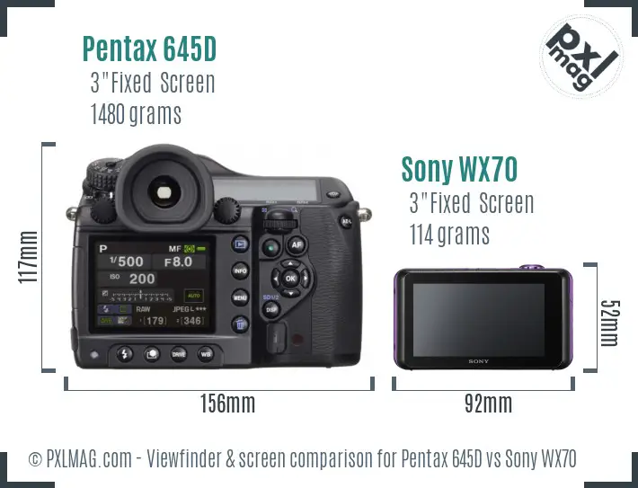 Pentax 645D vs Sony WX70 Screen and Viewfinder comparison