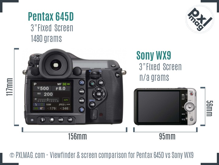 Pentax 645D vs Sony WX9 Screen and Viewfinder comparison