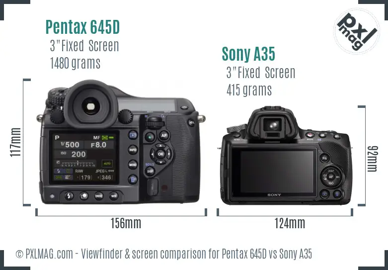 Pentax 645D vs Sony A35 Screen and Viewfinder comparison Pentax 645D vs Sony A35 Screen and Viewfinder comparison