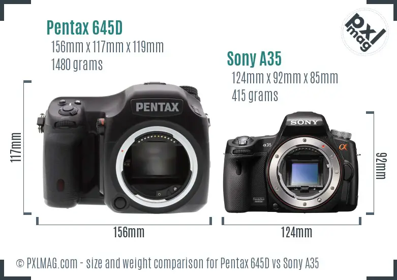 Pentax 645D vs Sony A35 size comparison Pentax 645D vs Sony A35 size comparison