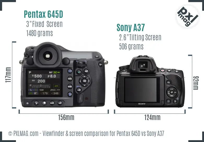 Pentax 645D vs Sony A37 Screen and Viewfinder comparison