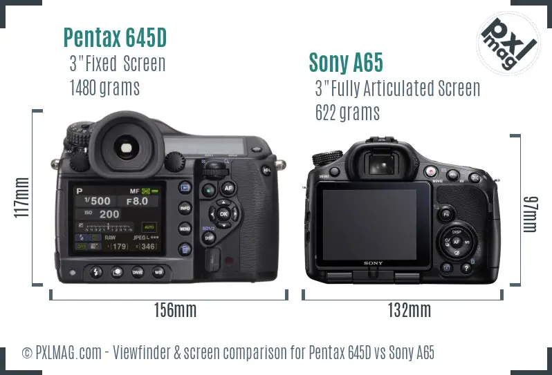 Pentax 645D vs Sony A65 Screen and Viewfinder comparison Pentax 645D vs Sony A65 Screen and Viewfinder comparison