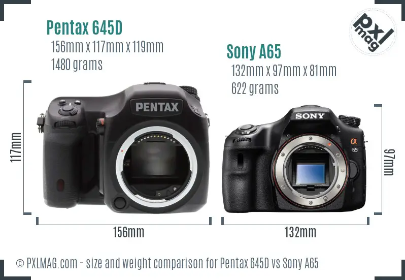 Pentax 645D vs Sony A65 size comparison Pentax 645D vs Sony A65 size comparison