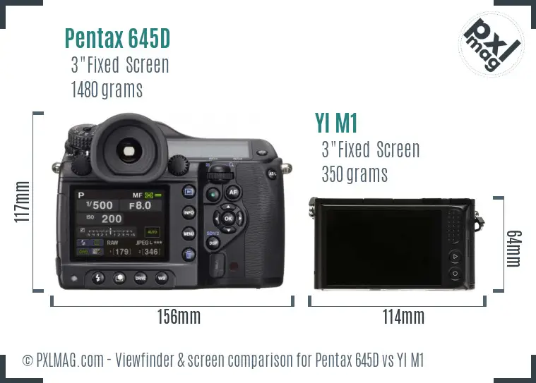 Pentax 645D vs YI M1 Screen and Viewfinder comparison