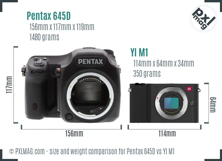 Pentax 645D vs YI M1 size comparison