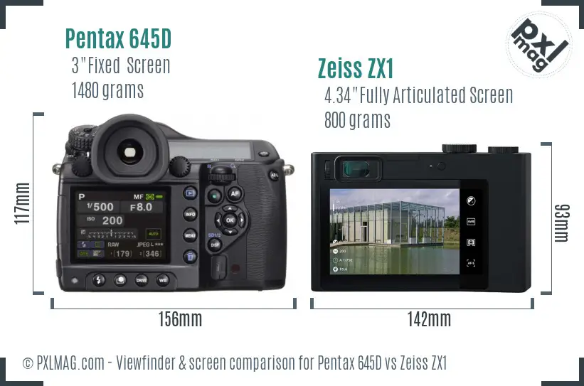 Pentax 645D vs Zeiss ZX1 Screen and Viewfinder comparison