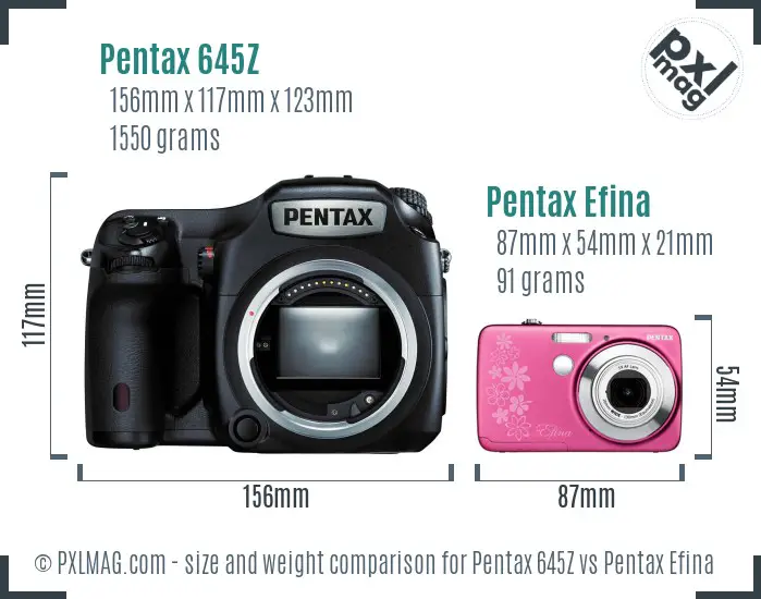 Pentax 645Z vs Pentax Efina size comparison
