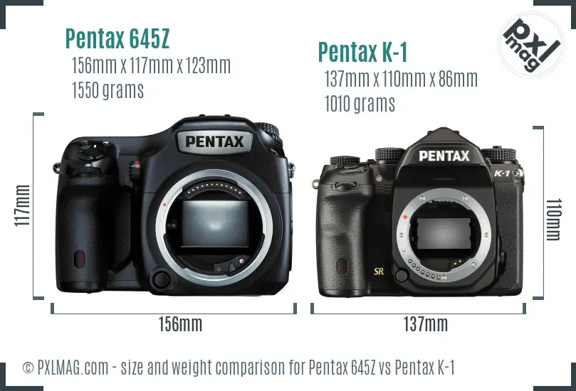 Pentax 645Z vs Pentax K-1 size comparison