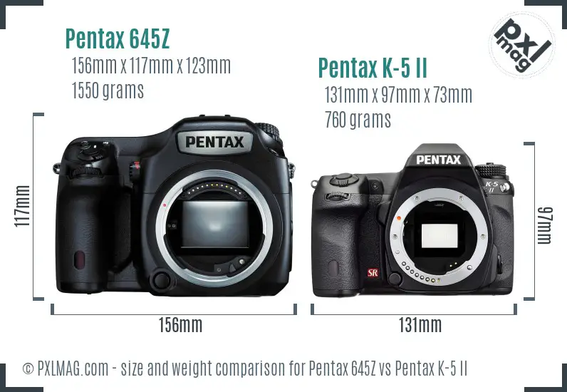 Pentax 645Z vs Pentax K-5 II size comparison