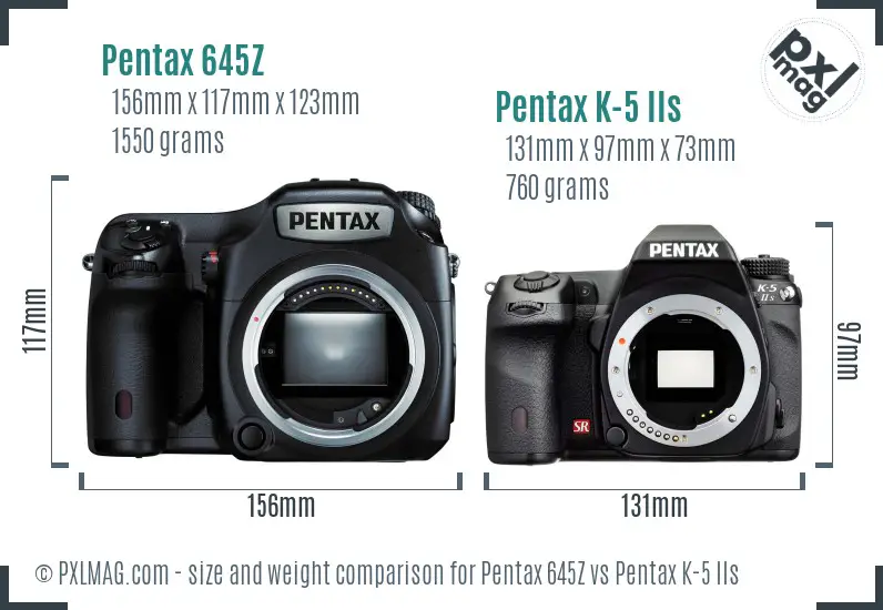 Pentax 645Z vs Pentax K-5 IIs size comparison