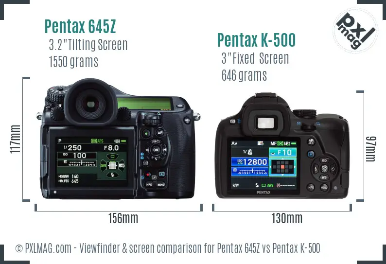 Pentax 645Z vs Pentax K-500 Screen and Viewfinder comparison