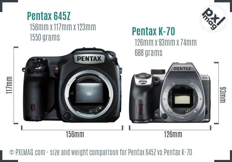Pentax 645Z vs Pentax K-70 size comparison