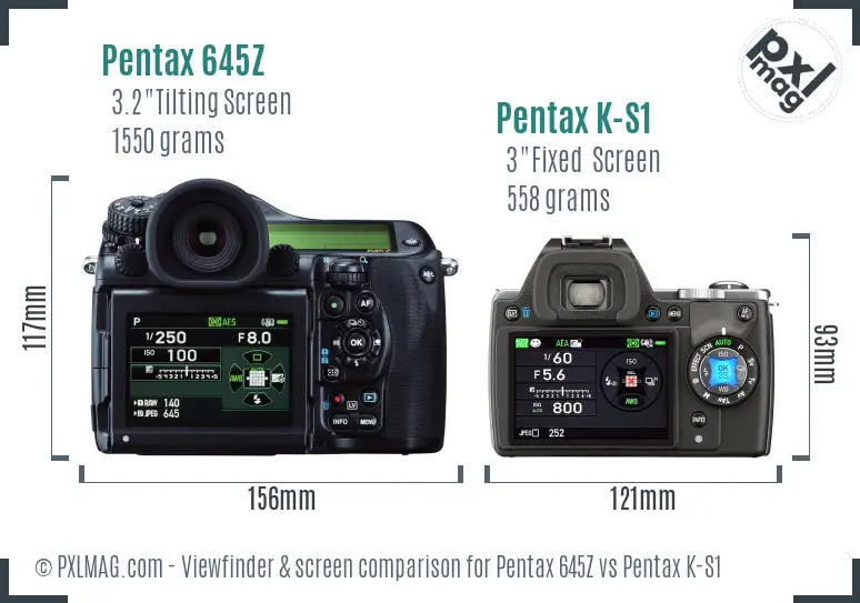 Pentax 645Z vs Pentax K-S1 Screen and Viewfinder comparison