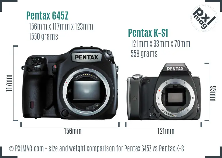 Pentax 645Z vs Pentax K-S1 size comparison
