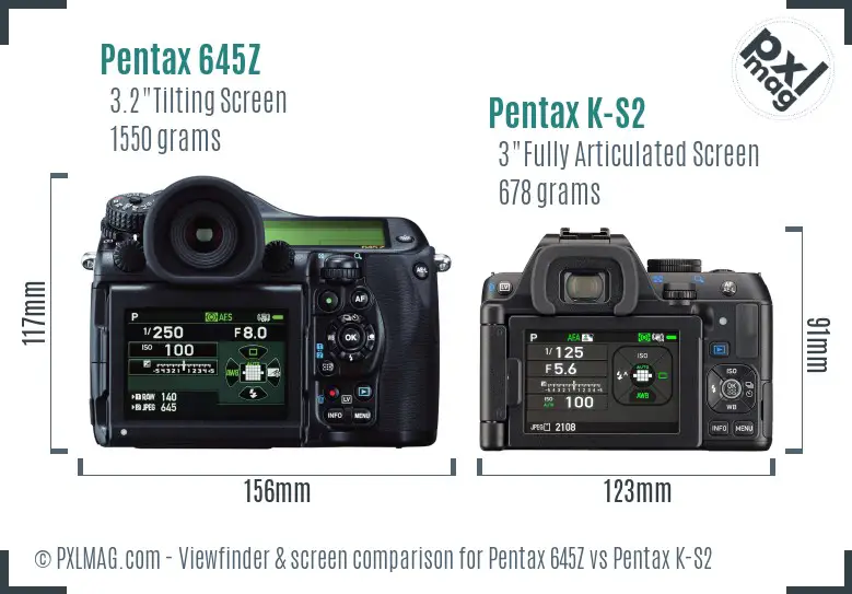 Pentax 645Z vs Pentax K-S2 Screen and Viewfinder comparison