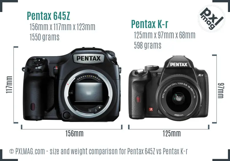 Pentax 645Z vs Pentax K-r size comparison