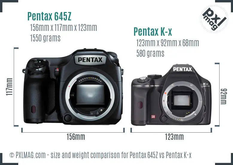 Pentax 645Z vs Pentax K-x size comparison