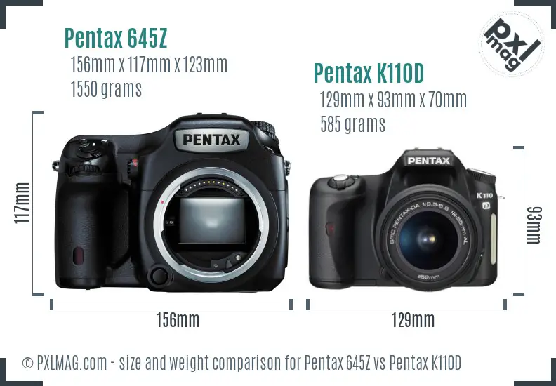 Pentax 645Z vs Pentax K110D size comparison