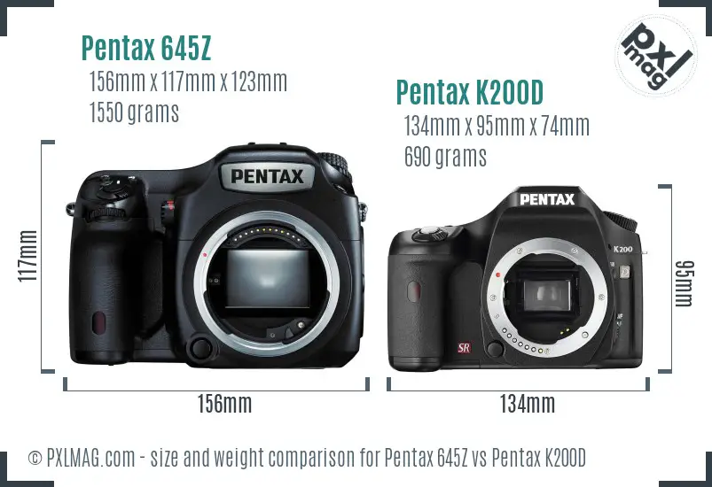 Pentax 645Z vs Pentax K200D size comparison