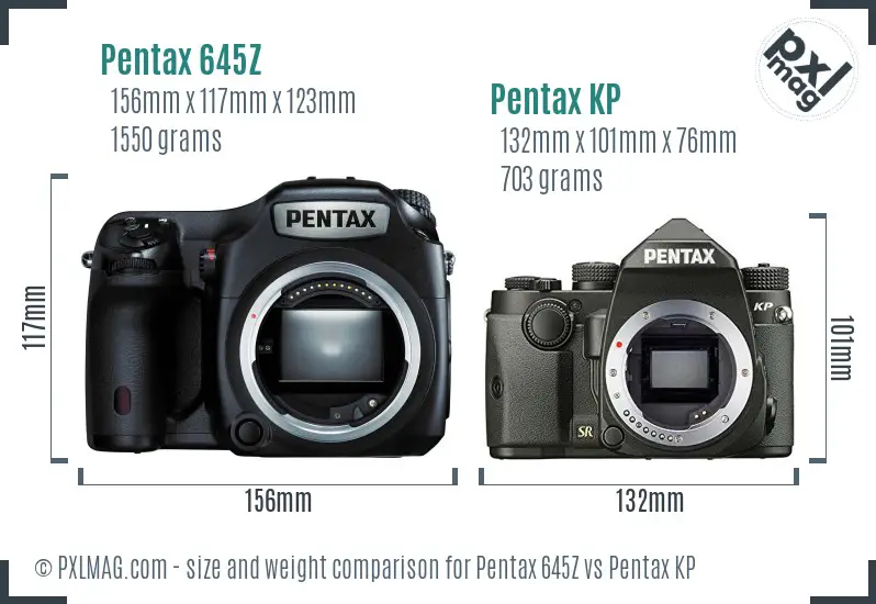 Pentax 645Z vs Pentax KP size comparison