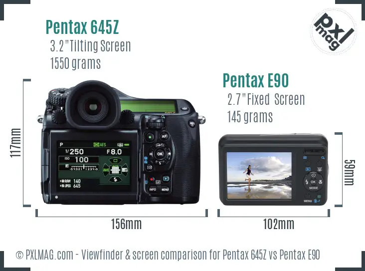 Pentax 645Z vs Pentax E90 Screen and Viewfinder comparison