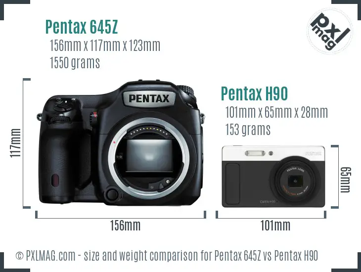 Pentax 645Z vs Pentax H90 size comparison