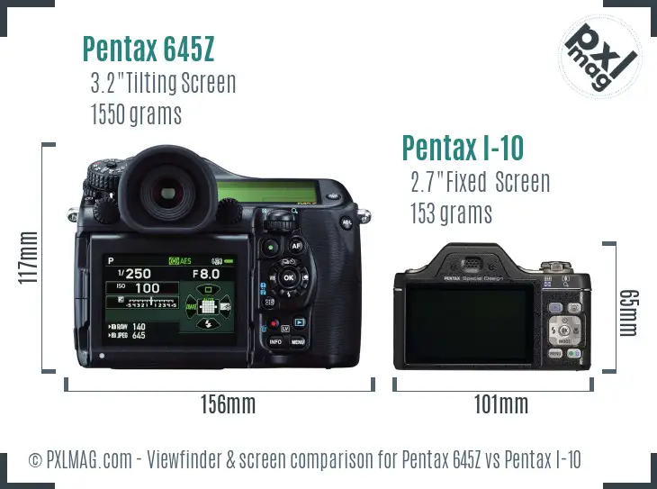 Pentax 645Z vs Pentax I-10 Screen and Viewfinder comparison