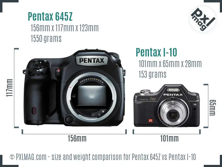 Pentax 645Z vs Pentax I-10 size comparison