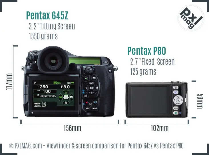 Pentax 645Z vs Pentax P80 Screen and Viewfinder comparison