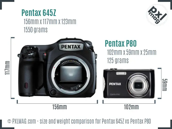 Pentax 645Z vs Pentax P80 size comparison