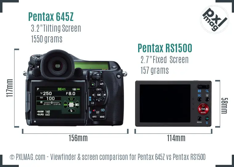 Pentax 645Z vs Pentax RS1500 Screen and Viewfinder comparison