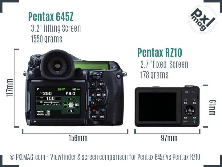 Pentax 645Z vs Pentax RZ10 Screen and Viewfinder comparison