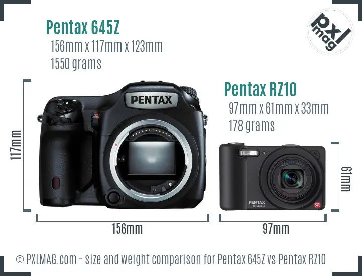 Pentax 645Z vs Pentax RZ10 size comparison