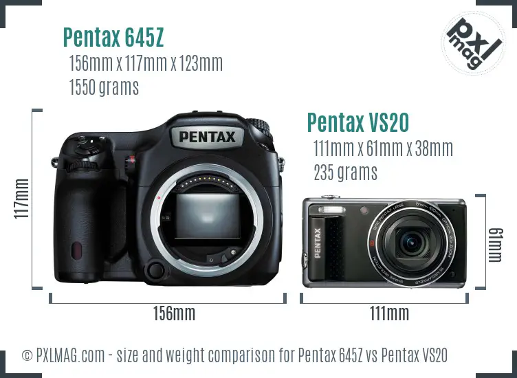 Pentax 645Z vs Pentax VS20 size comparison