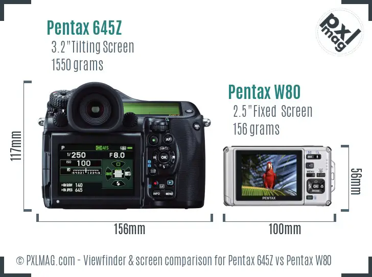 Pentax 645Z vs Pentax W80 Screen and Viewfinder comparison