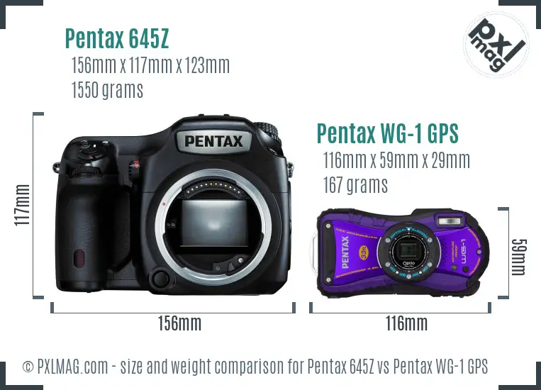 Pentax 645Z vs Pentax WG-1 GPS size comparison