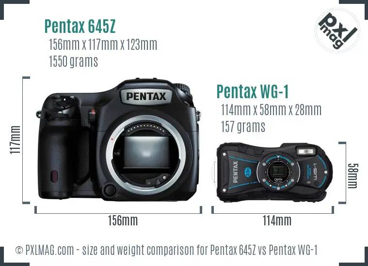 Pentax 645Z vs Pentax WG-1 size comparison