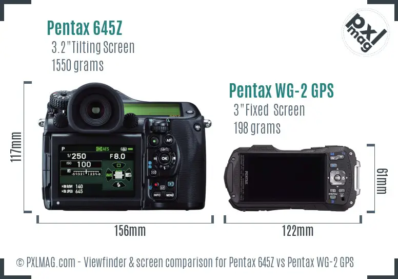 Pentax 645Z vs Pentax WG-2 GPS Screen and Viewfinder comparison