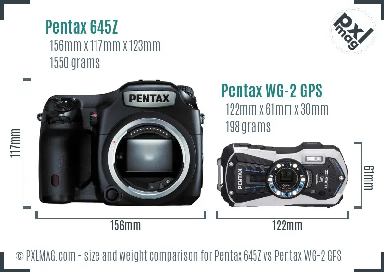 Pentax 645Z vs Pentax WG-2 GPS size comparison