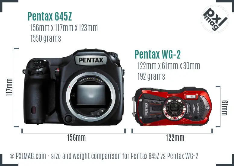 Pentax 645Z vs Pentax WG-2 size comparison
