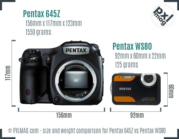 Pentax 645Z vs Pentax WS80 size comparison