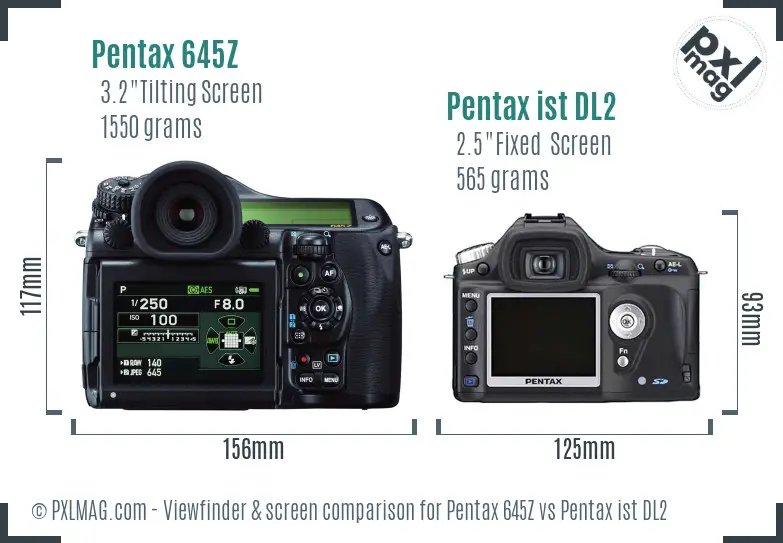 Pentax 645Z vs Pentax ist DL2 Screen and Viewfinder comparison
