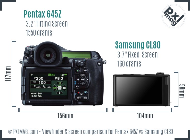 Pentax 645Z vs Samsung CL80 Screen and Viewfinder comparison