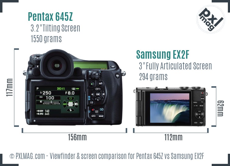 Pentax 645Z vs Samsung EX2F Screen and Viewfinder comparison