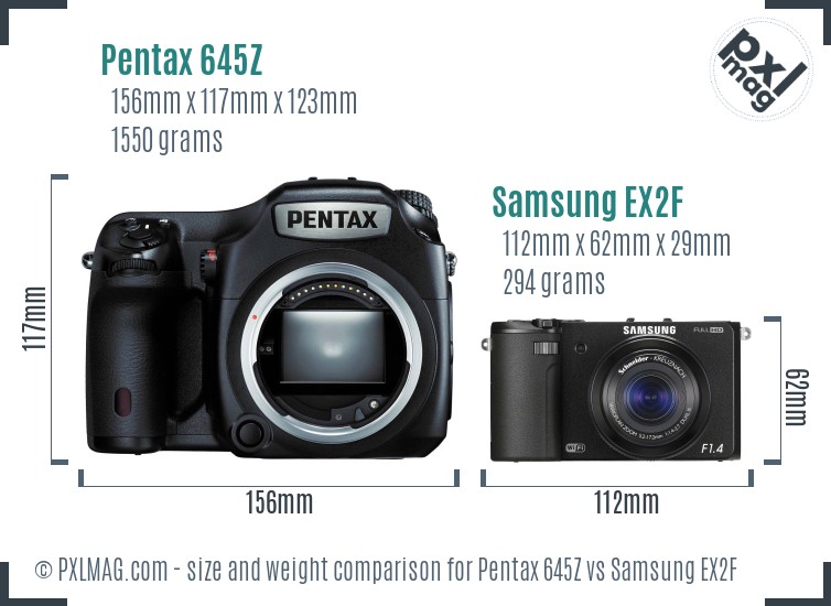 Pentax 645Z vs Samsung EX2F size comparison