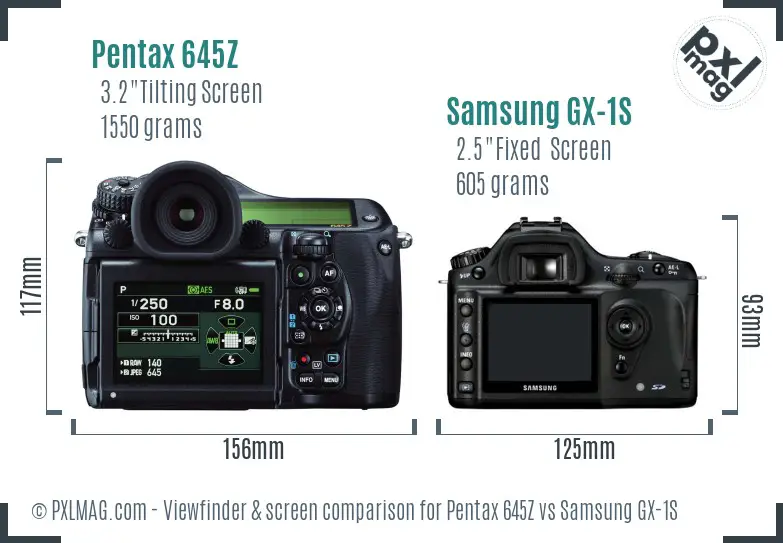 Pentax 645Z vs Samsung GX-1S Screen and Viewfinder comparison