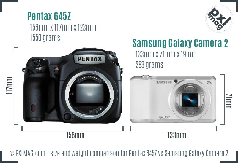 Pentax 645Z vs Samsung Galaxy Camera 2 size comparison