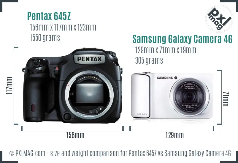 Pentax 645Z vs Samsung Galaxy Camera 4G size comparison