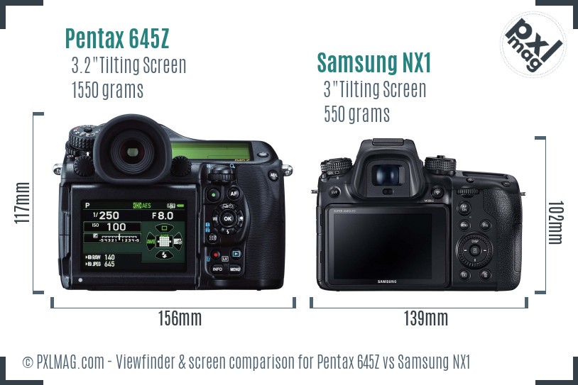 Pentax 645Z vs Samsung NX1 Screen and Viewfinder comparison