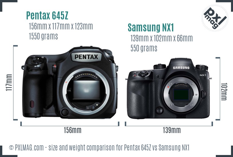 Pentax 645Z vs Samsung NX1 size comparison Pentax 645Z vs Samsung NX1 size comparison